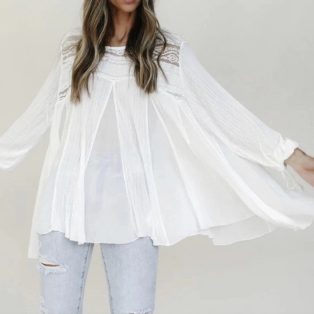 NWT Free People Penny Lane Boho Lace Trapeze Tunic Top Size S - Picture 3 of 14